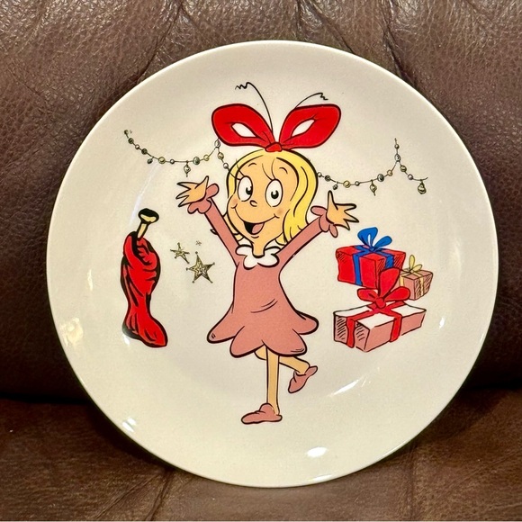 Cindy Lou Who with Stocking & Christmas Gifts Ceramic Salad Plate - Picture 1 of 3